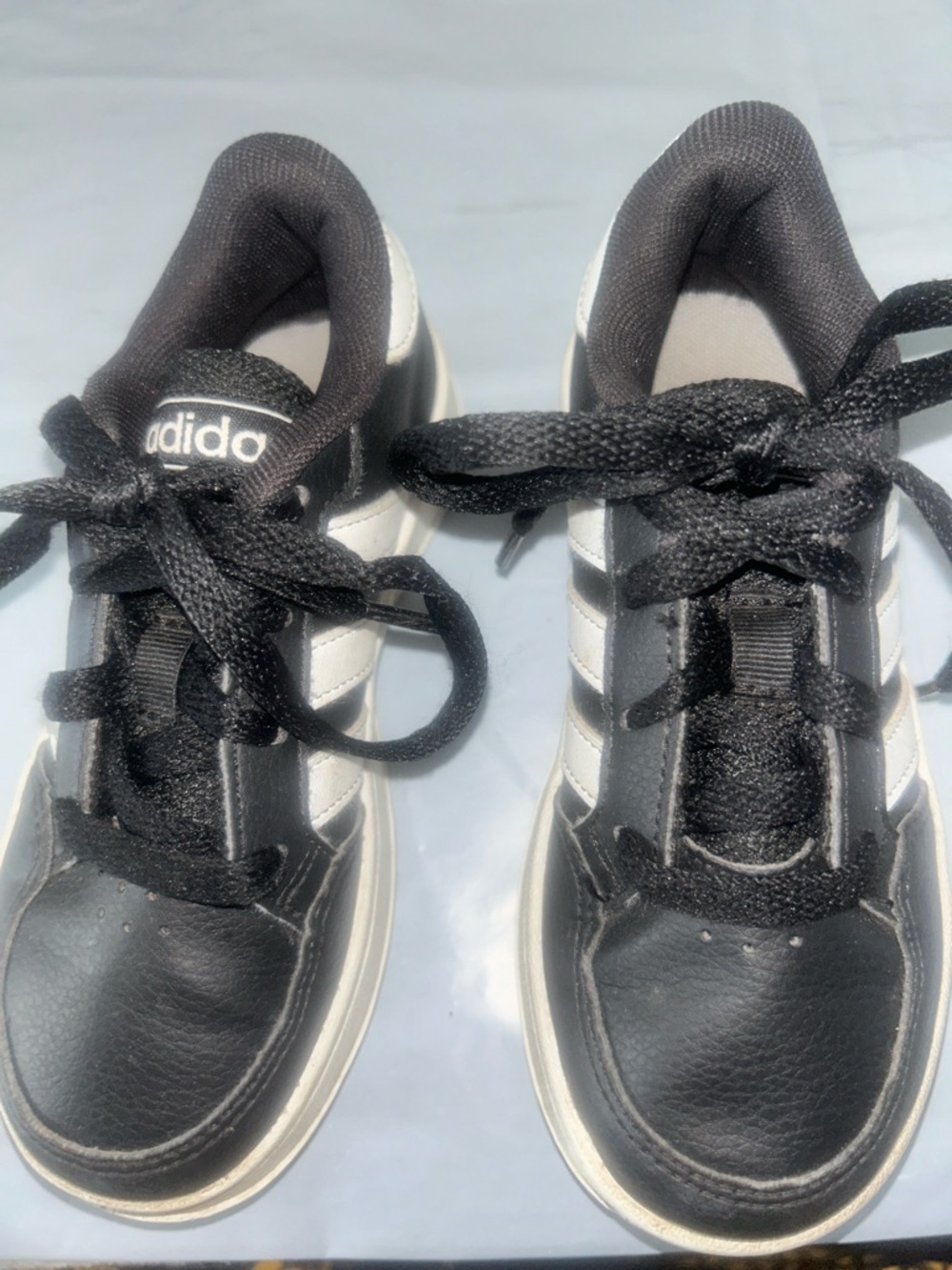 adidas Kids Black and White Classic Stripe Sneakers 420.02